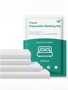 飯店用一次性床單旅行床單，一次性床上用品，柔軟透氣床罩、床單、枕套、毛巾套組，適合旅行與飯店使用 - 彩色 - 查看 5