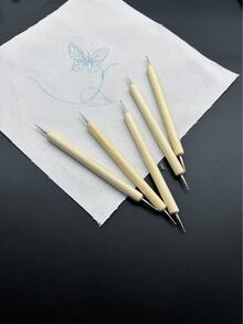 5pcs Dual-Tip Marking Pens Set, Wooden Handle Transfer Pens Suitable For Embroidery, Sewing And Fabric Marking, Handmade Gifts And Seasonal Embroidery Project Tools - Iron Pen - View 5