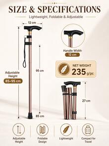 1 chiếc gậy chống bằng hợp kim nhôm có thể điều chỉnh - Gậy du lịch gấp gọn, nhẹ với tay cầm tiện dụng và đầu bọc cao su chống trượt, phù hợp cho người già/đi bộ đường dài/sử dụng hàng ngày - Hỗ trợ di chuyển, hỗ trợ người cao tuổi, gậy leo núi, vật dụng cần thiết khi đi máy bay, gậy gấp, gậy nhẹ, phụ kiện du lịch, quà tặng cho người già, thiết bị cắm trại - Nhiều màu - Xem 4