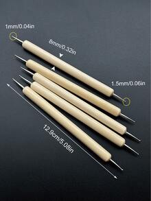 5pcs Dual-Tip Marking Pens Set, Wooden Handle Transfer Pens Suitable For Embroidery, Sewing And Fabric Marking, Handmade Gifts And Seasonal Embroidery Project Tools - Iron Pen - View 9