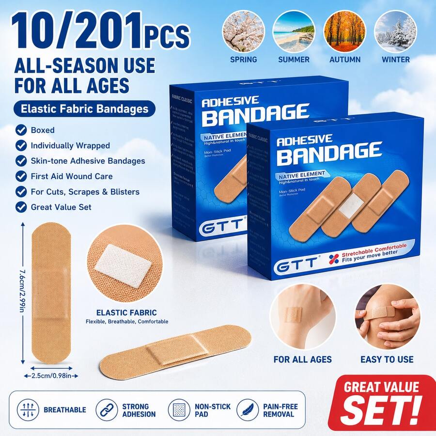 10/201pcs Can Be Used In All Seasons, And Is Suitable For All Ages, Elastic Fabric Bandages, Boxed, Individually Packaged, Skin Color Adhesive Bandages, Suitable For First-Aid Wound Care, Suitable For Cuts, Bruises And Blisters, And Value-For-Money Suits. - Xem 1