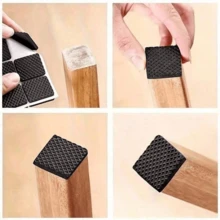 18pcs (Each) Self-Adhesive Furniture Leg Foot Protector Pads, Chair Leg Pads Anti-Slip Anti-Scratch Furniture Foot Floor Protector Pads Chair Foot Pads Dining Chair Table Leg Anti-Slip Stickers Sofa Furniture Table Corner Leg Wear-Resistant Anti-Collision Protective Covers Stool Leg - Black - View 3