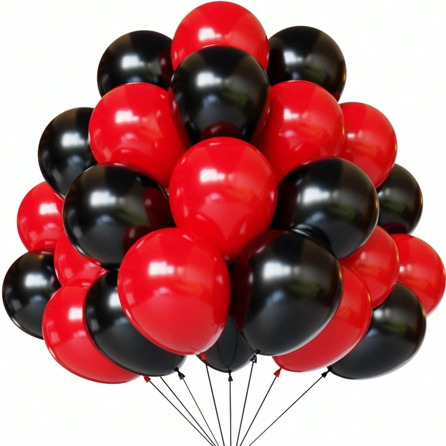 45pcs 10-Inch Red And Black Latex Balloons, Suitable For Birthday, Graduation, Playing Card Party Decoration - Mixed Set - View 1
