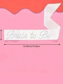 2pcs White Bride-To-Be Sash With Rhinestone "Bride To Be" Letter, Baroque Style, Bridal Shower Decoration, Bachelorette Party Accessory, Wedding Gift - Multicolor - View 9