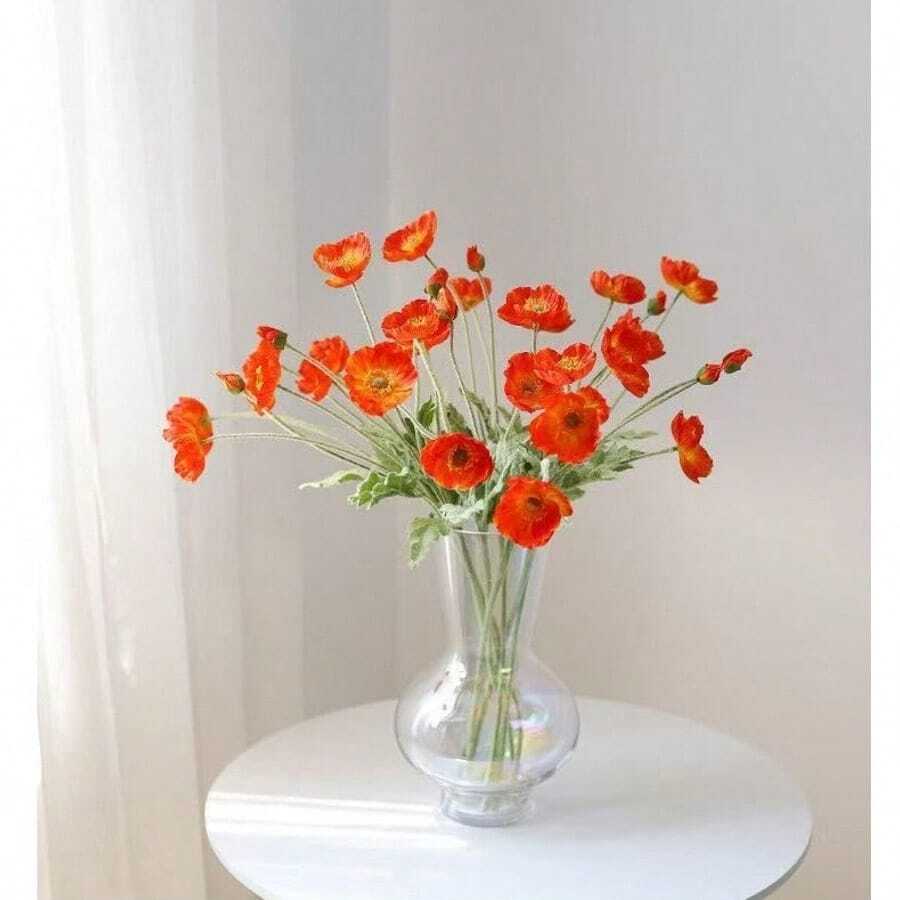 2 bông hoa anh túc nhân tạo đa năng, kiểu dáng tối giản hiện đại, thân dài 59cm, 4 tầng hoa sống động như thật, cành dẻo có thể uốn cong, bền lâu, tạo không gian thiên nhiên mùa xuân/thu thư giãn cho nhà cửa, nhà bếp, đám cưới, văn phòng, trang trí sân vườn.