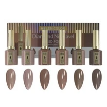 Kit 6 Diamond Nail Polishes 15ml Each - Helen Color - Seasons Of The Year - Mocha Brown - View 8