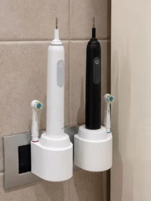 1/2 Set Soporte de Carga y Almacenamiento de Cepillo de Dientes Eléctrico Montado en la Pared, con Diseño de Gestión de Cables Ocultos y Soporte para Cabezal de Cepillo, Soporte de Almacenamiento de Cepillo de Dientes para Baño, Base de Cepillo de Dientes Eléctrico Minimalista, Base de Enchufe, Soporte de Almacenamiento de Enchufe de Alimentación - Multicolor - Ver 2
