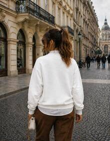 Women's Bear Blogger Style Crew Neck Sweatshirt (No Hood) - Winter - 白色 - 查看 4