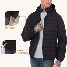 Men's Gominho Jacket, Coat, Blouse For Intense Cold, Nylon, Puffer Jacket - 軍綠色 - 查看 3