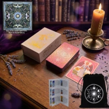 Classic Wett Tarot Gift Set, Pink Gold Starry Tarot Cards Made Of Waterproof PET Material, Comes With Velvet Card Bag And English Instruction Manual, Suitable For Gifting, Divination Experts And Beginners - Multicolor - View 13