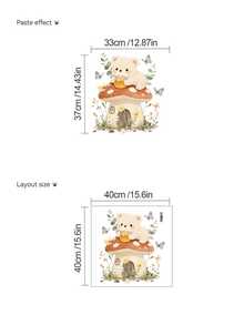 1张蜂蜜熊、刺猬、考拉墙贴，手绘风格动物贴纸，适合儿童房和幼儿园墙面装饰，PVC材质，可移除自粘贴纸 - 彩色 - 查看 14