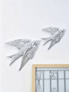 1件白色银色鸟形吊坠，燕子墙饰，树脂工艺品，客厅背景墙装饰，室内家居装饰 - 多款 - View 3