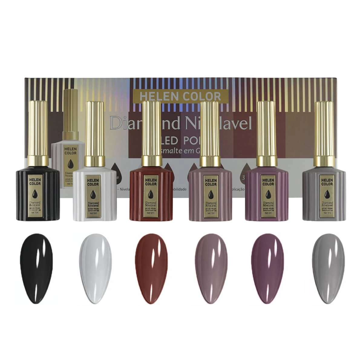 Kit 6 Diamond Nail Polishes 15ml Each - Helen Color - Seasons Of The Year - Retrograde - View 1