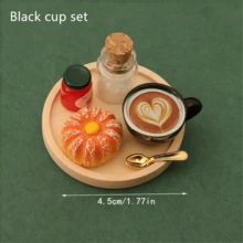 5pcs/Set Mainan Makanan Miniatur, Model Teh Sore, Kopi, dan Roti, Aksesoris Rumah Boneka, Dekorasi Fotografi, Ornamen Meja - MultiWarna - View 9