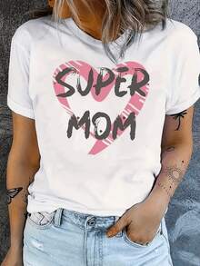 Corazón rosado con trazos artísticos que expresa poder amor y orgullo maternal con letras que destacan la fuerza y ternura de las madres camiseta de mujer casual cómoda moderna ideal para uso diario - Blanco - Ver 8