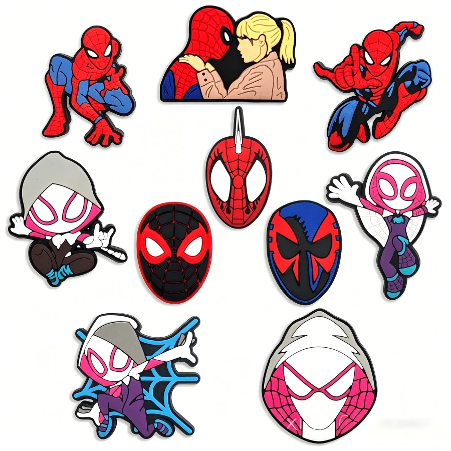Marvel 10 chiếc móc trang trí giày hình Người Nhện, đồ trang trí lỗ giày tự làm xuyên biên giới, món quà nhỏ hoàn hảo cho người hâm mộ, gia đình và bạn bè, phụ kiện mùa hè sành điệu, lựa chọn tốt nhất cho bạn gái/người yêu để tạo không khí mùa hè. - Nhiều màu - Xem 1