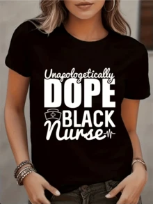 Orgullo y fuerza femenina con mensaje poderoso sobre empatía profesional y actitud positiva en el trabajo sanitario camiseta de mujer casual cómoda para uso diario - Negro - Ver 8