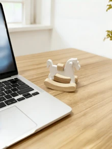 Mini Wooden Rocking Horse Decor, Natural Wood Grain Horse Desktop Ornament, Minimalist Fresh Small Wooden Horse Desk Decoration, Photo Prop, Creative Small Gift, DIY Crafting - Trojan Horse - View 12