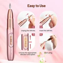 300mAh Electric Nail Drill, Adjustable Speed, Nail And Foot Care Set For Manicure And Pedicure, Nail Polishing Tool For Removing Gel Polish And Calluses - Multicolor - View 8