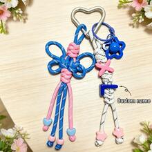 1pc Tassel Heart Bell Custom Bag Charm, Handmade Braided Rope Letter Bead Bag Pendant/Keychain/Phone Charm, Bow, Heart Keychain Christmas Gift. - Woven Ornaments - View 37