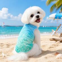 1pc Pet Dog Vest, Summer Mesh Breathable Cool Seahorse Print Pet Vest, Suitable For Small/Medium/Large Dogs & Cats, Lightweight For Home Or Beach Use - Mint Green - View 6