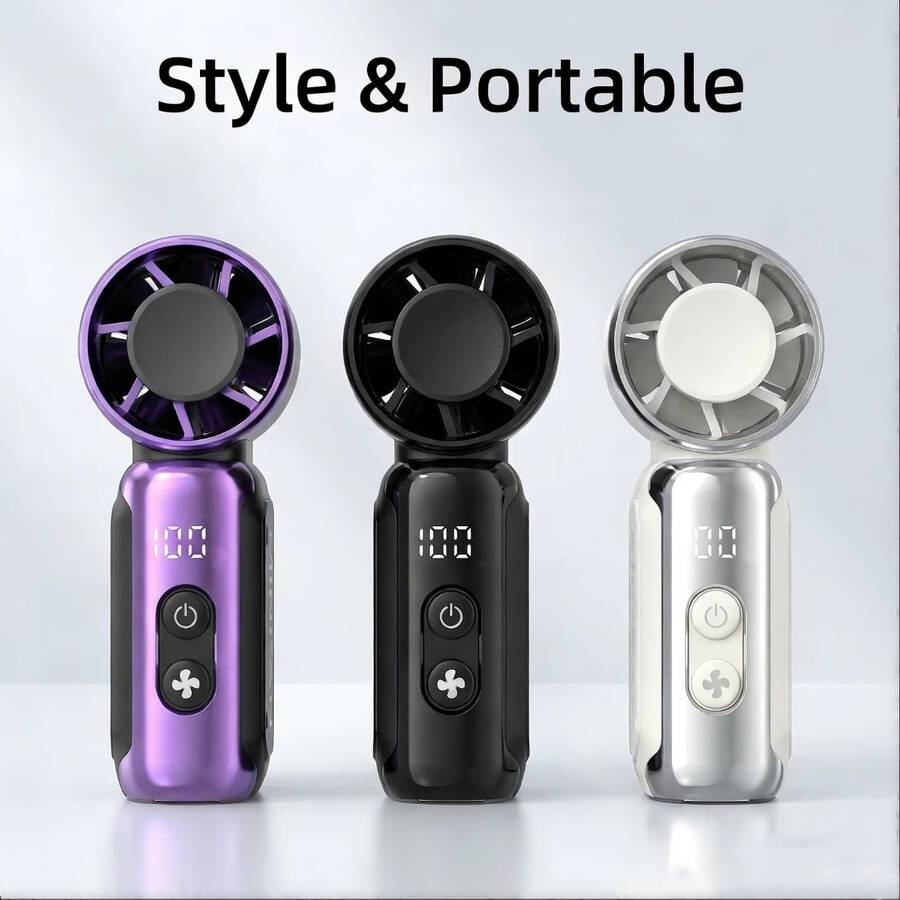 便攜式靜音無葉迷你電動風扇,適合戶外旅行、辦公室使用,旅行配件,可充電 - 普通款 - 查看 1