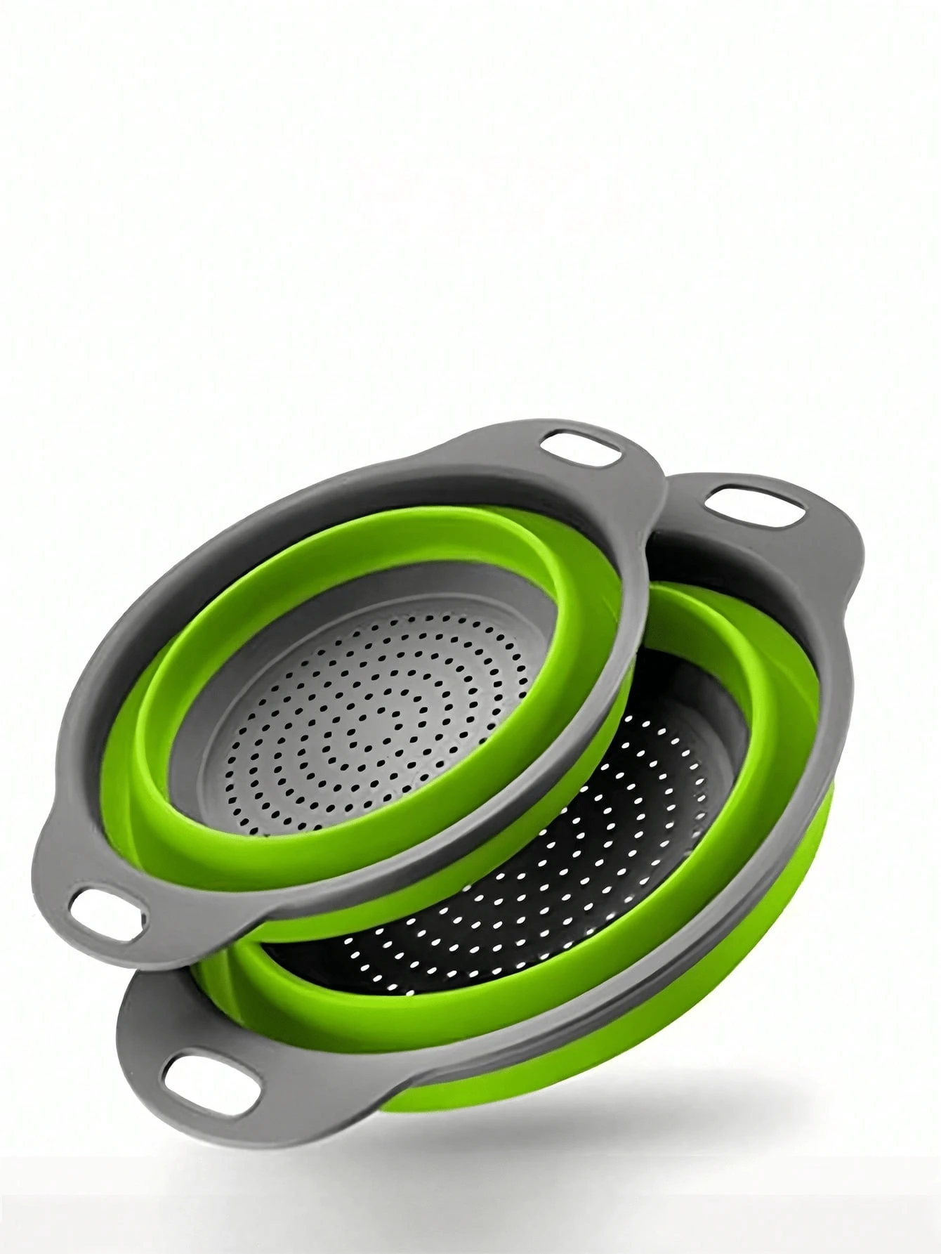 1/2pcs Foldable Silicone Colander Set, Space-Saving Strainer With Handle, Collapsible Fruit/Vegetable/Pasta Basket Strainer, Green Kitchen Tool Easy To Store, Kitchen Strainer Set With Fine Mesh, Essential Kitchen Tool And Accessory, Ideal Christmas Kitchen Gift For Home Chefs, Space-Saving For Kitchen Organization - One Size Fits All - View 1
