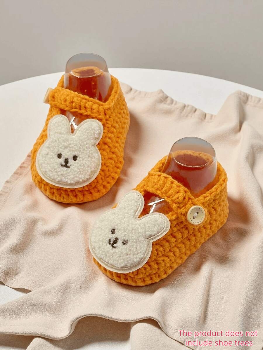 1 Pair Infant Rabbit Applique Slippers, Beige & White Infant Shoes - Orange - View 1