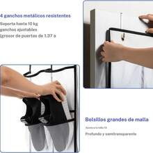 Behind-Door Shoe Hanging Storage Bags - Black 35 Compartments - View 9