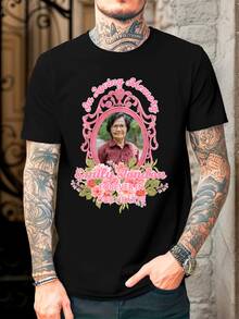 Kaos Kasual Longgar Leher Bulat yang Dapat Disesuaikan untuk Pria - Tambahkan Foto Anda - Rancang Kaos Grafis Pribadi Anda Sendiri, Foto yang Dapat Diganti untuk Olahraga - Hitam - View 2