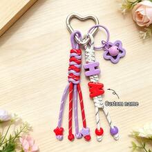 1pc Tassel Heart Bell Custom Bag Charm, Handmade Braided Rope Letter Bead Bag Pendant/Keychain/Phone Charm, Bow, Heart Keychain Christmas Gift. - Woven Ornaments - View 27