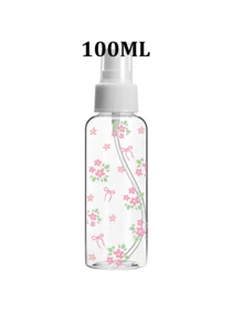 Pink Theme Reusable & Portable Spray Bottle With Bow & Floral Pattern - Suitable For Essential Oils, Perfumes, Skincare / For Hair Salon, Kitchen, Bathroom, Garden / Ideal For Travel & Business Use (Pattern Placement May Vary) - Multicolor - View 11