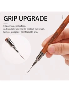 Bộ cọ vẽ móng nghệ thuật bằng gỗ đàn hương, 5 cọ siêu mỏng dùng để vẽ đường nét mảnh, thiết kế móng nghệ thuật, vẽ tranh, phác thảo, sơn gel UV, kích thước 4/8/12/20/25mm - Gỗ đỏ - Xem 5