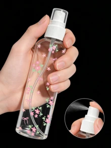 Pink Theme Reusable & Portable Spray Bottle With Bow & Floral Pattern - Suitable For Essential Oils, Perfumes, Skincare / For Hair Salon, Kitchen, Bathroom, Garden / Ideal For Travel & Business Use (Pattern Placement May Vary) - Multicolor - View 4