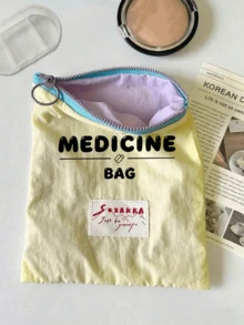 「Medicine」圖案印花便攜藥袋 藥丸收納盒 急救包 化妝包 零錢包，適用日常使用/戶外/旅行，便攜收納，化妝品、手機及其他小物品收納，旅行必備，聖誕禮物，個性化禮物袋，小禮物交換，房間裝飾 - 彩色 - 查看 7