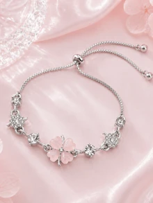 1 pieza Brazalete decorativo con lazo ajustable para mujer - Plateado - Ver 6