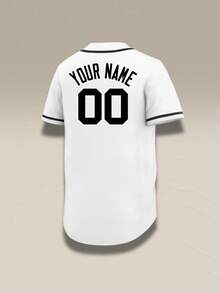Camiseta de béisbol personalizada con nombre, número y logotipo impresos para hombres deportes - Blanco - Ver 4