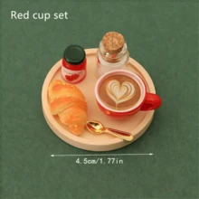 5pcs/Set Mainan Makanan Miniatur, Model Teh Sore, Kopi, dan Roti, Aksesoris Rumah Boneka, Dekorasi Fotografi, Ornamen Meja - MultiWarna - View 7