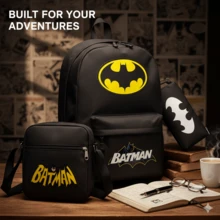 Warner Bros 3pcs WB Backpack Set, Casual Backpack, Fashion Student Backpack With Printed Pattern, Large Capacity Outdoor Backpack, Cute Cartoon Backpack, Suitable For Back To School, Halloween, Christmas Gifts - Multicolor - View 3