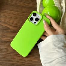 純螢光綠完美 TPU 混合液態矽膠手機殼，防黃變、柔軟防護、防震 - 青檸色 - 查看 3