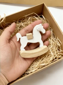 Mini Wooden Rocking Horse Decor, Natural Wood Grain Horse Desktop Ornament, Minimalist Fresh Small Wooden Horse Desk Decoration, Photo Prop, Creative Small Gift, DIY Crafting - Trojan Horse - View 10