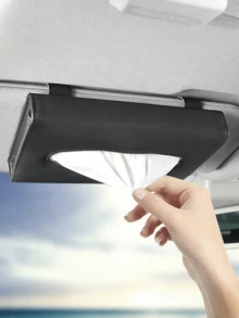 1個 PU皮革汽車遮陽板紙巾盒，附可調節掛繩，適用於大多數轎車、SUV和卡車，安裝拆卸方便，保持紙巾整潔且易於拿取，適合長途旅行和日常通勤，必備汽車內飾配件，黑色 - A - 查看 1