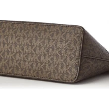 Michael Kors Women's Jet Set Travel Dome Medium Color-Block Signature Logo Crossbody Bag Gold Toned Hardware - Coffee - View 5
