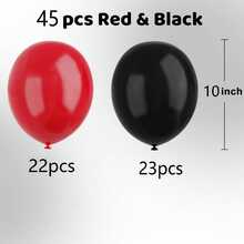 45pcs 10-Inch Red And Black Latex Balloons, Suitable For Birthday, Graduation, Playing Card Party Decoration - Mixed Set - View 3