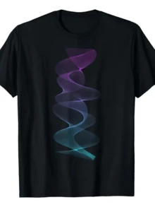 Forma abstracta luminosa que representa la conexión entre energía y movimiento en una espiral de tonos púrpura y azul evocando armonía y modernidad camiseta de mujer cómoda para uso diario - Negro - Ver 1