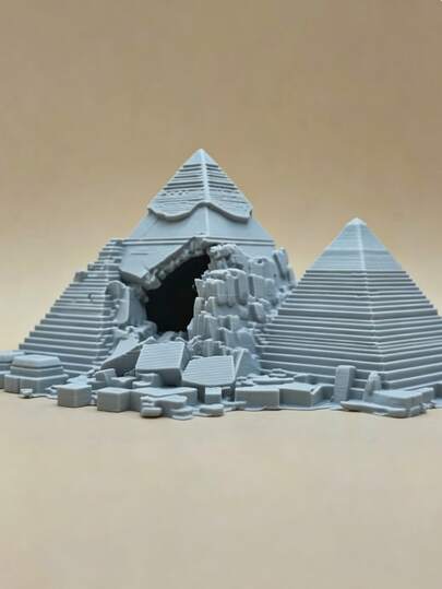 Decoración de paisaje en miniatura con estilo de ruinas egipcias, impresa en 3D, para pecera con diseño de pirámide dañada. Decoración con tema de acuario.