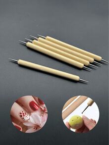 5pcs Dual-Tip Marking Pens Set, Wooden Handle Transfer Pens Suitable For Embroidery, Sewing And Fabric Marking, Handmade Gifts And Seasonal Embroidery Project Tools - Iron Pen - View 2