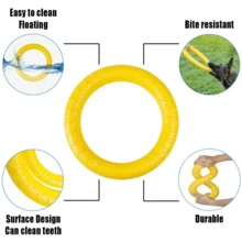 XL Large Indestructible Dog Toys, Dog Chew Toys For Aggressive Chewers,Flying Discs For Medium/Large Breeds. Floating Dog Ring Toys For Throwing, Catching, Grabbing. (12 Inch) - 小號黃色 - 查看 3