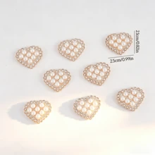 20pcs Luxury French Style Bright Acrylic Faux Pearl Heart Shaped Rhinestone, Suitable For DIY Jewelry, Wedding Decor, Home Decoration, Party Accessories, Versatile Decorative Beads - Multicolor - View 2