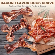 Indestructible Dog Toys For Aggressive Chewers: 3-Pack Bacon Flavored Hard Nylon Dog Chew Toys For Medium & Large Dogs(25-90lbs), Tough Super Chewer Dog Bones Toys To Keep Them Busy, Brown - 3片裝培根(棕色) - 查看 3